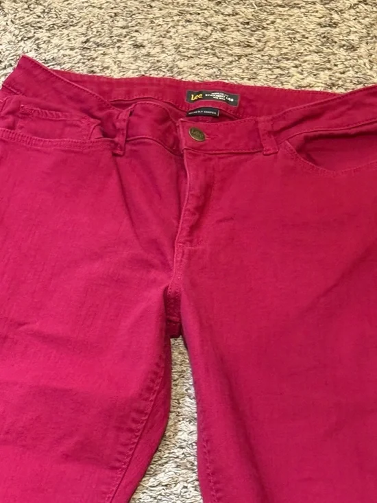 Lee Raspberry Red Button-Accent Pants - Picture 2 of 6